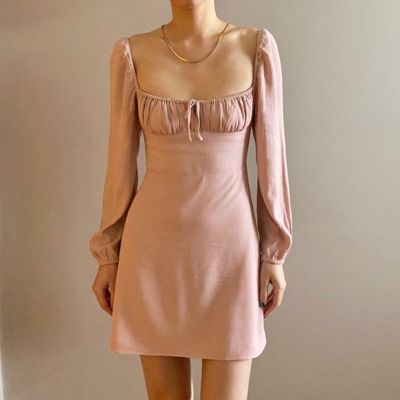 Aritzia sunday best delilah longsleeve dress pink - Picture 3 of 11